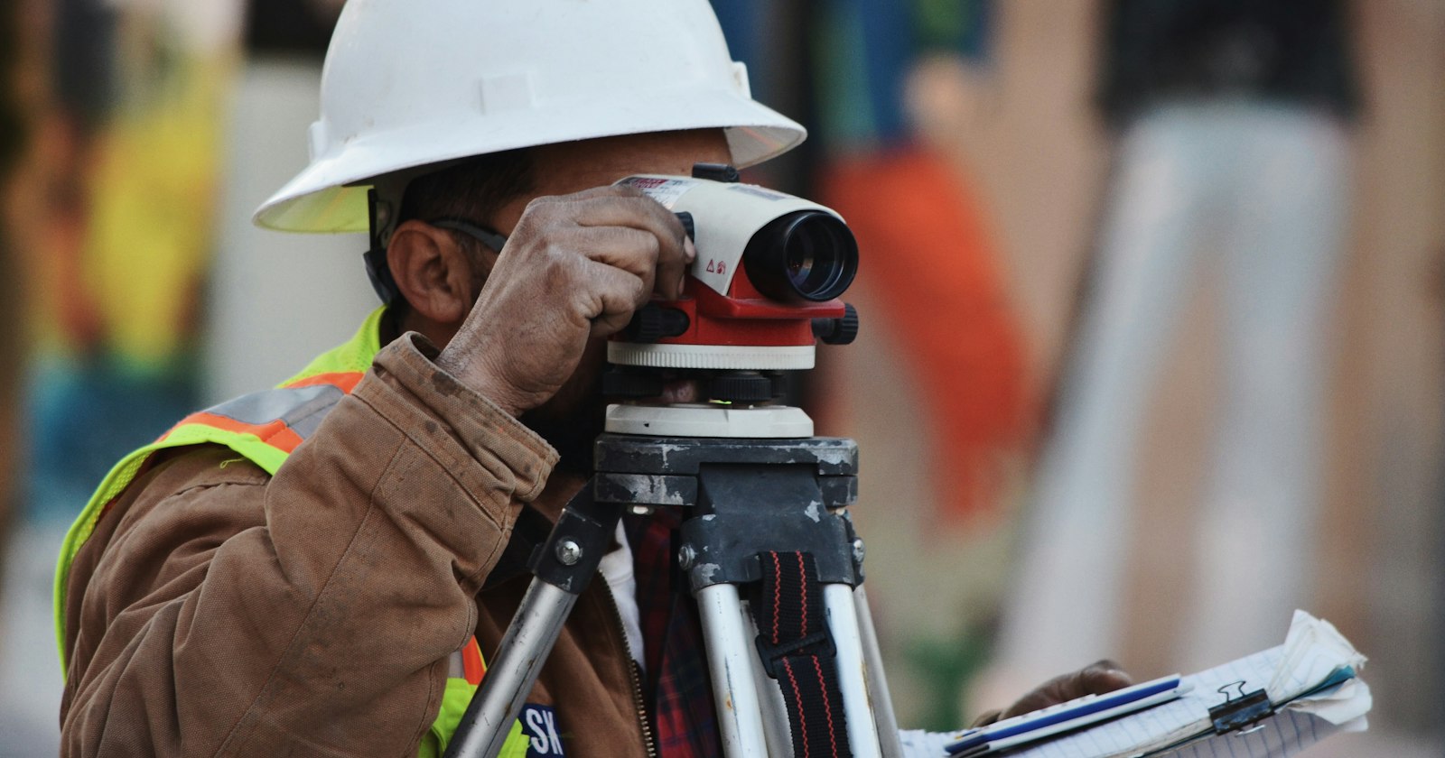 A surveyor's levelling instrument on its mount